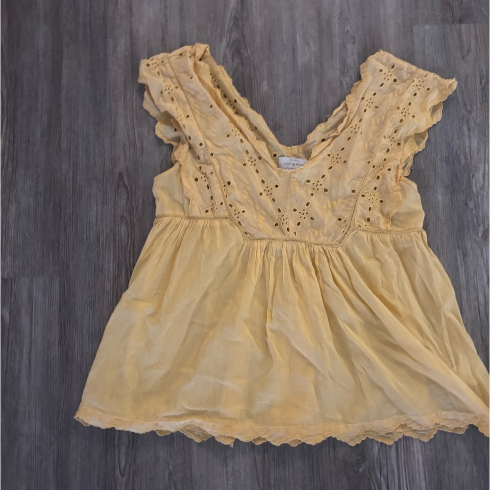 Lucky Brand Yellow Baby Doll Top